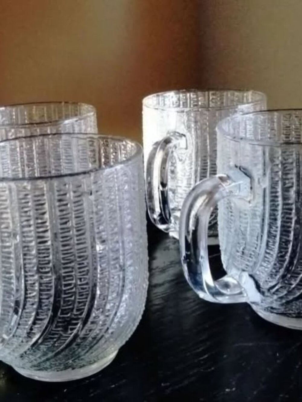 Four Vintage Seabreeze Arcoroc Mugs, French